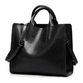 Coolives Women's Shopper Bag Made of PU Leather with Shoulder Strap Shoulder Bag Square Handbag for Women Disposable, black, Shopper