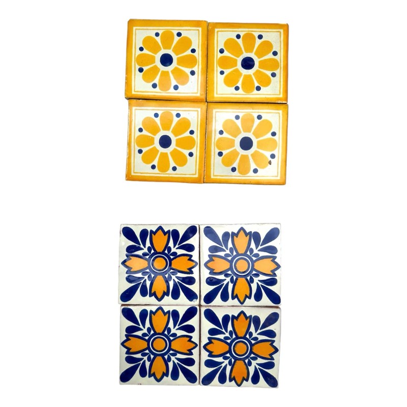 Escanver Tapete Azulejo Artesanal 10cm Talavera Mosaico Amarillo 40pz