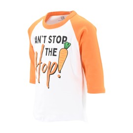Unique Baby Boys Cant Stop The Hop Easter Raglan T Shirt (7Y, Orange)