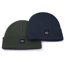 MaxNova 2 Pack Baby Beanie Fleece Lined Knit Toddler Hat for Girls Boys 0-8 Years