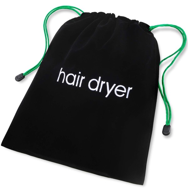 Hair Dryer Bags Drawstring Bag Container Hairdryer Bag, 11.8 by 13.8 Inch (Velvet, Dark Black)