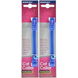 2 Pack Deal - Ancol - Gloss Reflective Cat Collar Blue