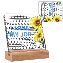 Weysat Funny Office Desk Sign Gift Hidden Message Desk Decor Humor Acrylic Sign with Wooden Stand White Elephant Gift for Coworkers Office Table Signs Decor 4 x 4 Inches