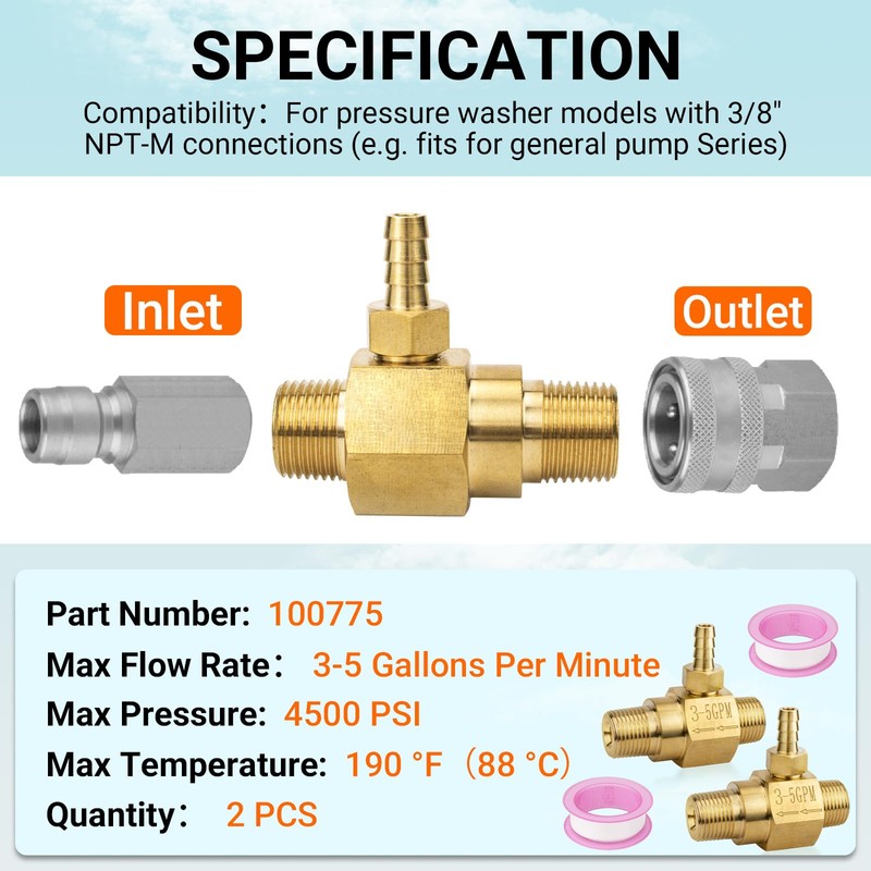 Dimakung 3-5 Gpm Chemical Injector 100775 for General Pump, 2.1