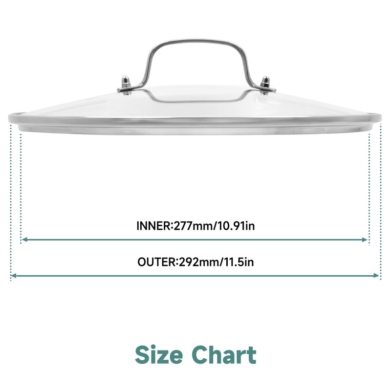 11 IN Glass Lid with Stainless Steel Handle for Frying