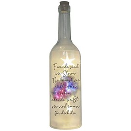 WB wohn trends LED bottle foil motif, friends are like stars, 29 cm, bottle light lamp with text saying