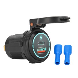 AUTO- Toma de Corriente USB para Coche de 12 V, Cargador de Carga Rápida IP66 Impermeable PD Tipo C QC 3,0 Adaptador para Motocicleta Barco RV ATV