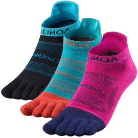 OrrinSports Toe Socks for Women Men Coolmax Running Socks 5 Finger Socks Athletic Toe Socks 3 Pairs, 5# ankle-3 pair