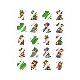 St. Patrick's Day Highland Cow Nail Art Decals - Waterslide Nail Decals