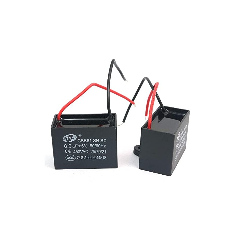 Fasizi 2 x CBB61 8uF 450V AC 50/60Hz Fan Motor