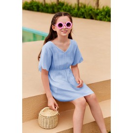 Fommykin - Traje de baño para niñas, 10-12 años, Azul Cielo, Casual, Fiesta, Baño