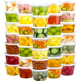 Dipoo 60 Sets (120-Piece) Deli Containers with Lids 16 oz, Leak-Proof & BPA Free Airtight Takeout Plastic Food Storage Containers for Soup, Freezer/Microwave/Dishwasher Safe