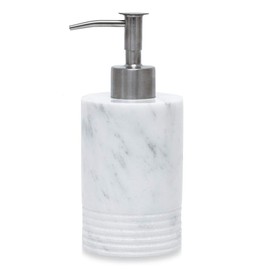 JIMEI Marble Soap Dispenser with Stainless Steel Pump for Bathroom Kitchen Countertop - Lotion & Liquid Dispenser Soap Bottle White