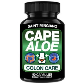 Saint Mingiano Cape Aloe Vera Capsules - Colon Cleanse, Detox & Flush - 90 Capsules. Gentle Constipation Relief and Bowel Movement Acting as Natural Herbal Laxative - Bowel Movement Digestive Health
