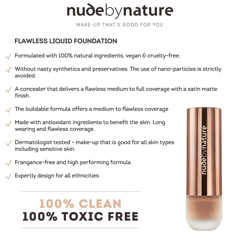 Nude by Nature Flawless Liquid Foundation, W4 Soft Sand
