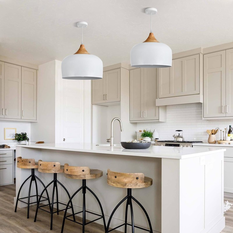 DOTCN Modern Solid Wood Pendant Light, Large Ceiling Hanging Lamp