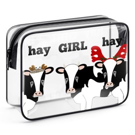 Cow Gifts Cow Themed Makeup Bag Cow Print Stuff Cosmetic Bag Cow Lover Gifts for Women Teen Girls Crazy Cow Lady Gift Cow Farmer Gift Christmas Birthday Gifts for Friends Sister Clear Toiletry Bag