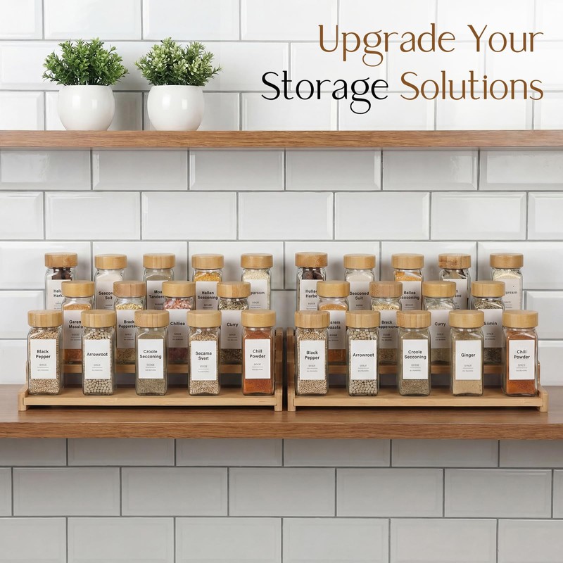 Spice Rack Organizer for Cabinet, 18in Bamboo Tiered Spice Rack，Used