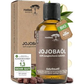 rooted.® Organic Jojoba Oil | [100% Pure & Cold Pressed] | Native | For Face, Twill, Hair, Beard & Nails | For Blemished Skin & Pimples | Moisture & Care | Natural Oil Vegan
