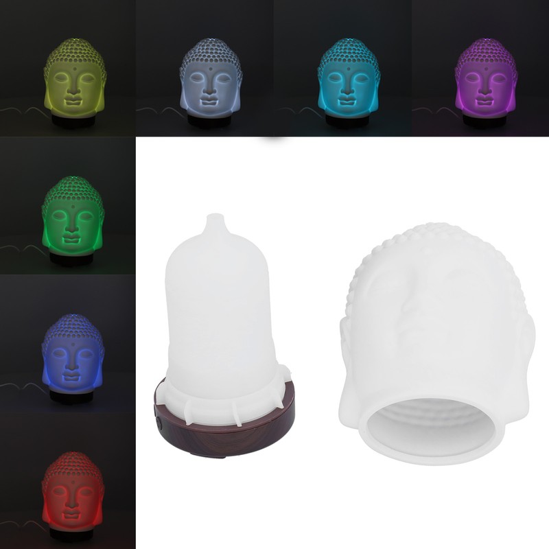 100‑200ml Ceramic Humidifier Buddha Shaped Aroma Diffuser with Night Light