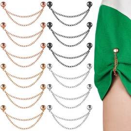 12 Pcs Magnetic Clothing Clips, Multi-Function Magnetic Clothing Clips for Women, Magnetic Clothing Clips with Chain