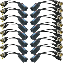 EAGLEWATCH 8 Pair Video Balun with Power Supply, BNC to Cat5 Adapter, BNC to RJ45 Converter, 1080P-8MP Analog Camera Ethernet Transceiver - Compact (Black)