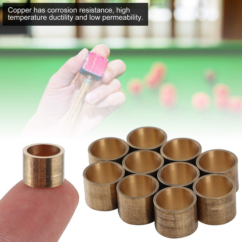 10PCS Pool Cue Ferrules, Brass Billiards Cue Tips, Billiard Cue
