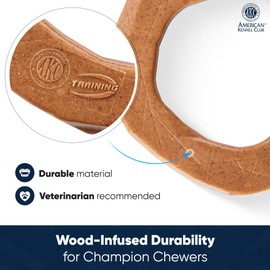 AMERICAN KENNEL CLUB AKC Training Wood-Infused Dog Chew Toy – Moderate Chewers, Durable & Long-Lasting, Peanut Butter Scented, Supports Dental Health – Multiple Shapes