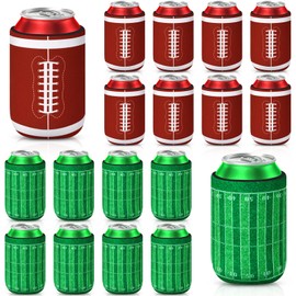 SEPGLITTER 18 Pack Football Can Cooler Sleeves Beer Drink Can Bottle Cooler Sleeves Cooler Collapsible for Football Lovers Party Birthday Themed Party Decorations Supplies Favors
