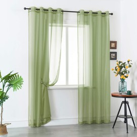 DUALIFE Cortinas transparentes con ojales, color verde salvia de 120 pulgadas de longitud extra para dormitorio, cortinas de filtrado de luz, 2 paneles para fondo de fiesta de sala de estar, 52 pulgadas de ancho x 120 pulgadas de largo