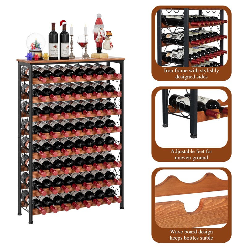 64 Bottles Wine Rack Freestanding Floor with 2 in 1