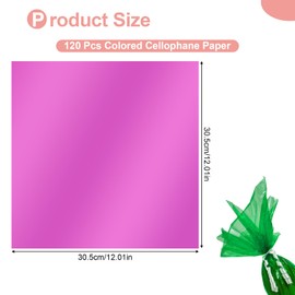 PEASUG 120 PCS Cellophane Sheets, Cello Sheets, Cellophane Paper Sheets, Colored Cellophane Wrap, Transparent Plastic Sheets for DIY Crafts Project, Art, Lights, Window Decoration（12x12 Inches)