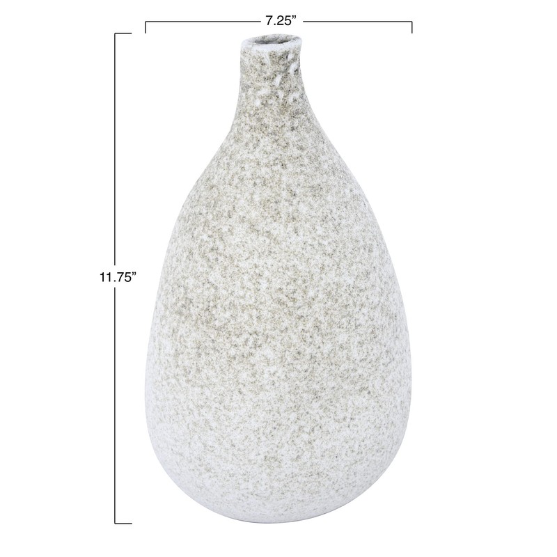 Creative Co-Op Medium Textured Terracotta Vase with Narrow Top &