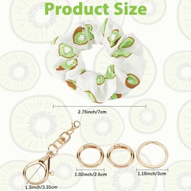 CREATCABIN Fabric Bracelet Key Ring Hair Scrunchie Key Ring Kiwi Fruit Key Bracelet Elastic Hair Band Bracelet Spring Buckle Key Ring for Women Key Ring Decoration 7.35 cm