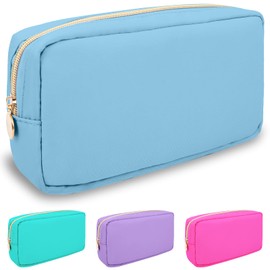 izuzta Organizador de bolsa de maquillaje de nailon, bonita bolsa de viaje para cosméticos, Azul, Pequeño