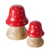 WHW Whole House Worlds Farmers Market Mushrooms, Set of 2, Decorative Kitchen Figurines, Art, Bright Red with White Dots and Natural, Mango Wood, 2.75 and 2 Inches
