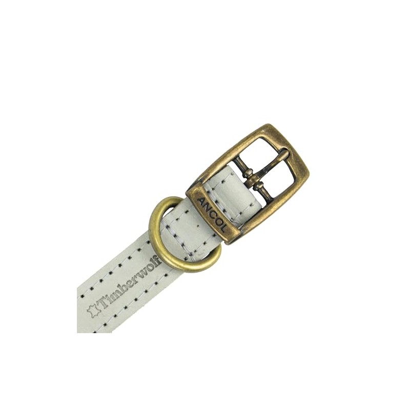 Ancol Timberwolf Dog Leather Collar in Light Grey - Comfortable