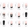 24Pcs Artificial Acrylic Fake Nails with Black Bow Pearl Designs,