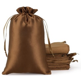 Tapleap Satin Cloth Gift Bags, For Kids Classroom, Wedding, Birthday, or Baby Shower Party Favors, Mother's Day, Jewelry, 5x8 inches with Drawstring for Small Business, 30 Pcs(Gold)