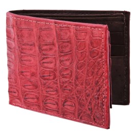 White Diamonds Red Crocodile Wallet Bi-fold Card Slots ID Slot Bill Compartment Handmade Real