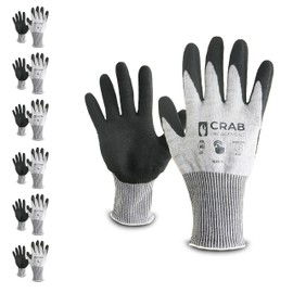 Working Gloves Nylon Ultra-elastic With Nitrile Microfoam Coating, Heavy Duty Gloves Resistant to Cut, Abrasion and Perforation, Fingers with Touch Screen, Light and Breathable Color Grey 6Pairs XL-10
