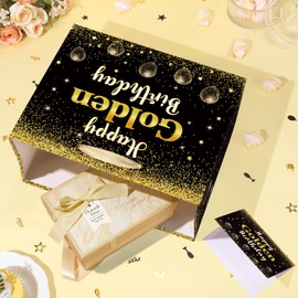 Happy Golden Birthday Gift Bag Black Gold Birthday Decorations It's My Golden Birthday Gift Wrapping Paper Bag Gift for Women Men Golden 21st 24th 25th 28th 30th Birthday Party Favor Supplies