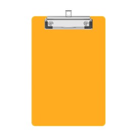 Juvealoe A5 Small Clipboard, 6 x 9 Plastic Mini Light Orange Colored Clip Boards with Low Profile Clip, Half-Letter Size for Classroom, Teacher, Students, School & Office Supplies