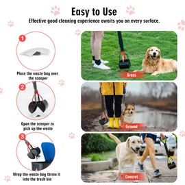 33" Pooper Scooper 2 Pack, XL Tall Handle No Touch Dog Pooper Scooper for Large Small Dogs, Durable Spring & Lightweight, Large Pooper Scooper for Dogs Heavy Duty, Foldable Dog Poop Pick Up Tool