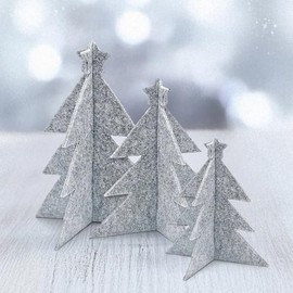 Miqio Stylish Christmas Decoration - Felt Christmas Trees - Set of 3 - Decorative Christmas Decoration - Christmas Tree as Decoration for Table, Shelf and Window Sills - Light Grey