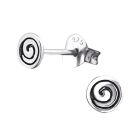 Laimons Women's Round Spiral Stud Earrings 5 mm 925 Sterling Silver, Silver