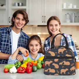 Gelasgo Capybara Insulated Lunch Bag, Reusable Portable Thermal Leak-Proof Waterproof Lunch Tote for Kids/Adults,Detachable Strap, Spacious Compartment for School, Office & Picnics (9x5x7.8in)