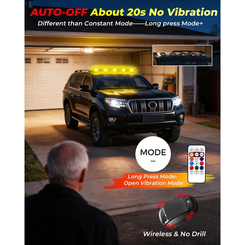Miisiya Wireless Solar Cab Lights for Trucks Waterproof Solar Powered