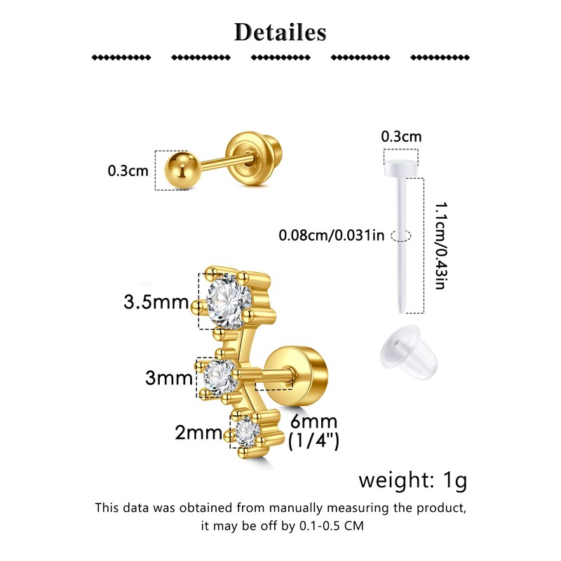 QWALIT Gold Ear Piercing Kit Ear Piercing Gun Kit Earrings