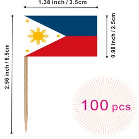 Philippines Toothpick Flag Filipino Philippine National Small Mini Cocktail Fruit Cupcakes Toppers Food Stick Flags Decorations,100 Pack